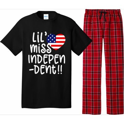 4th of July USA Flag Heart Little Miss Independent Pajama Set