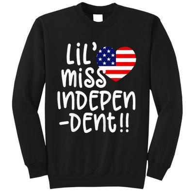 4th of July USA Flag Heart Little Miss Independent Tall Sweatshirt