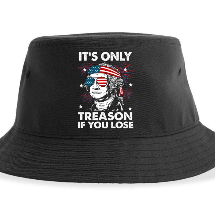 4th Of July Its Only Treason If Lose Funny Georgewashington Sustainable Bucket Hat