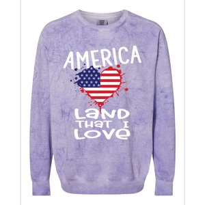 4th Of July America Land That I Love Heart Gift Colorblast Crewneck Sweatshirt