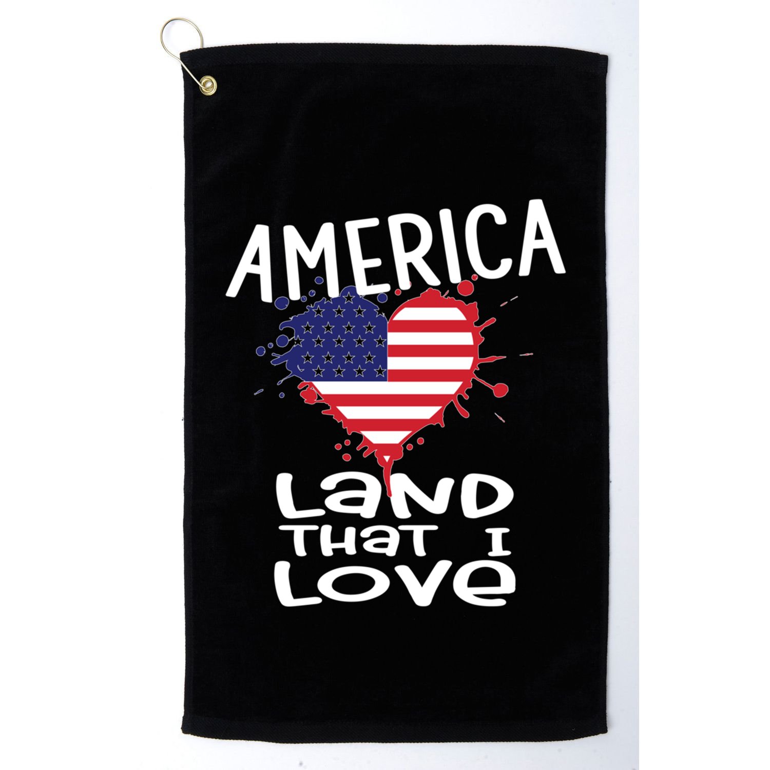 4th Of July America Land That I Love Heart Gift Golf Towel