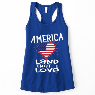 4th Of July America Land That I Love Heart Gift Womens Tank Top