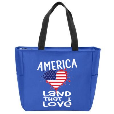 4th Of July America Land That I Love Heart Gift Zip Tote Bag