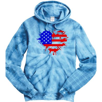 4th Of July USA Heart Tie Dye Hoodie