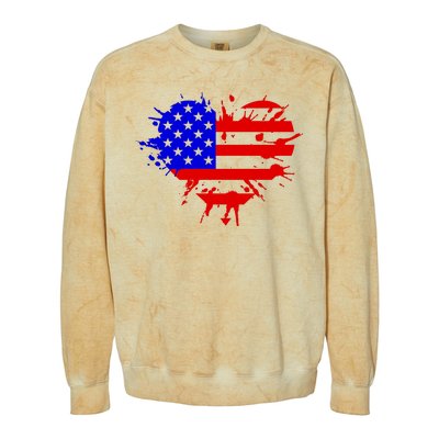 4th Of July USA Heart Colorblast Crewneck Sweatshirt