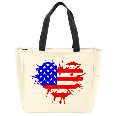 4th Of July USA Heart Zip Tote Bag