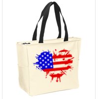 4th Of July USA Heart Zip Tote Bag