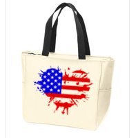 4th Of July USA Heart Zip Tote Bag