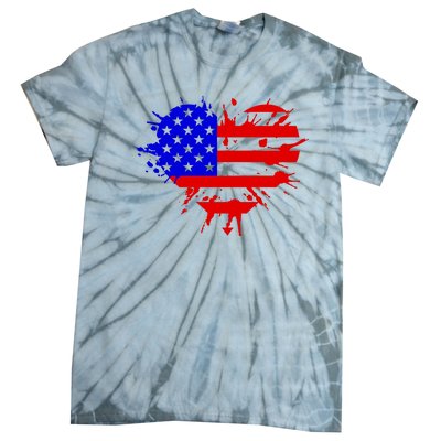 4th Of July USA Heart Tie-Dye T-Shirt