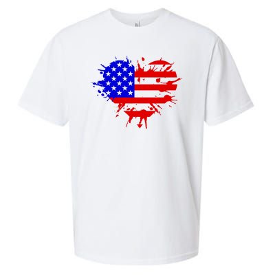 4th Of July USA Heart Sueded Cloud Jersey T-Shirt