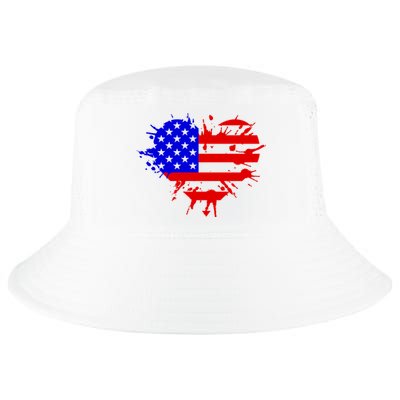 4th Of July USA Heart Cool Comfort Performance Bucket Hat