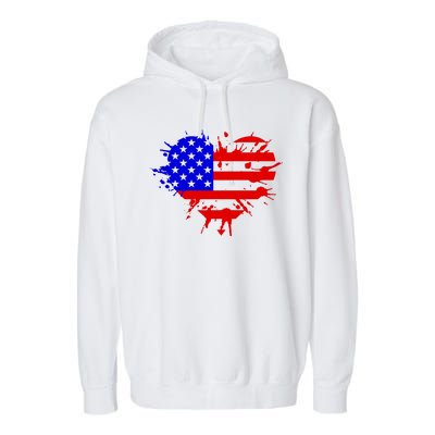 4th Of July USA Heart Garment-Dyed Fleece Hoodie