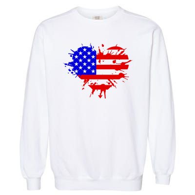 4th Of July USA Heart Garment-Dyed Sweatshirt