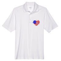 4th Of July USA Heart Men's Origin Performance Pique Polo