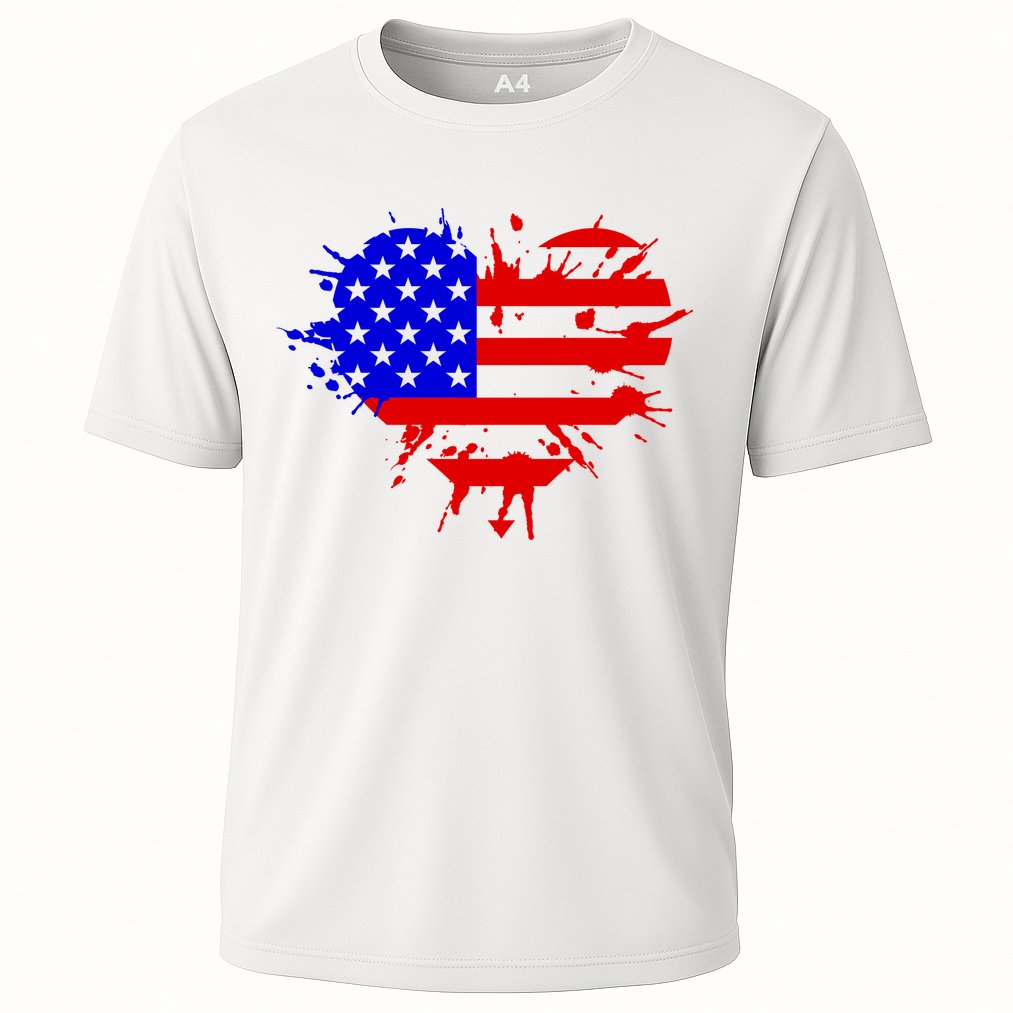 4th Of July USA Heart Performance Shirt
