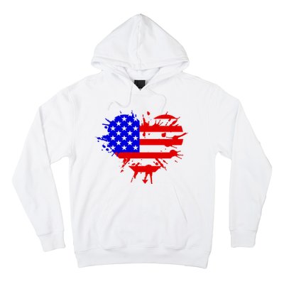 4th Of July USA Heart Hoodie