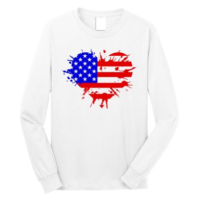 4th Of July USA Heart Long Sleeve Shirt