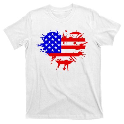 4th Of July USA Heart T-Shirt