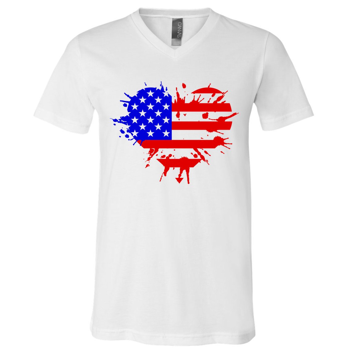 4th Of July USA Heart V-Neck T-Shirt