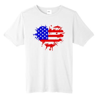 4th Of July USA Heart Tall Fusion ChromaSoft Performance T-Shirt