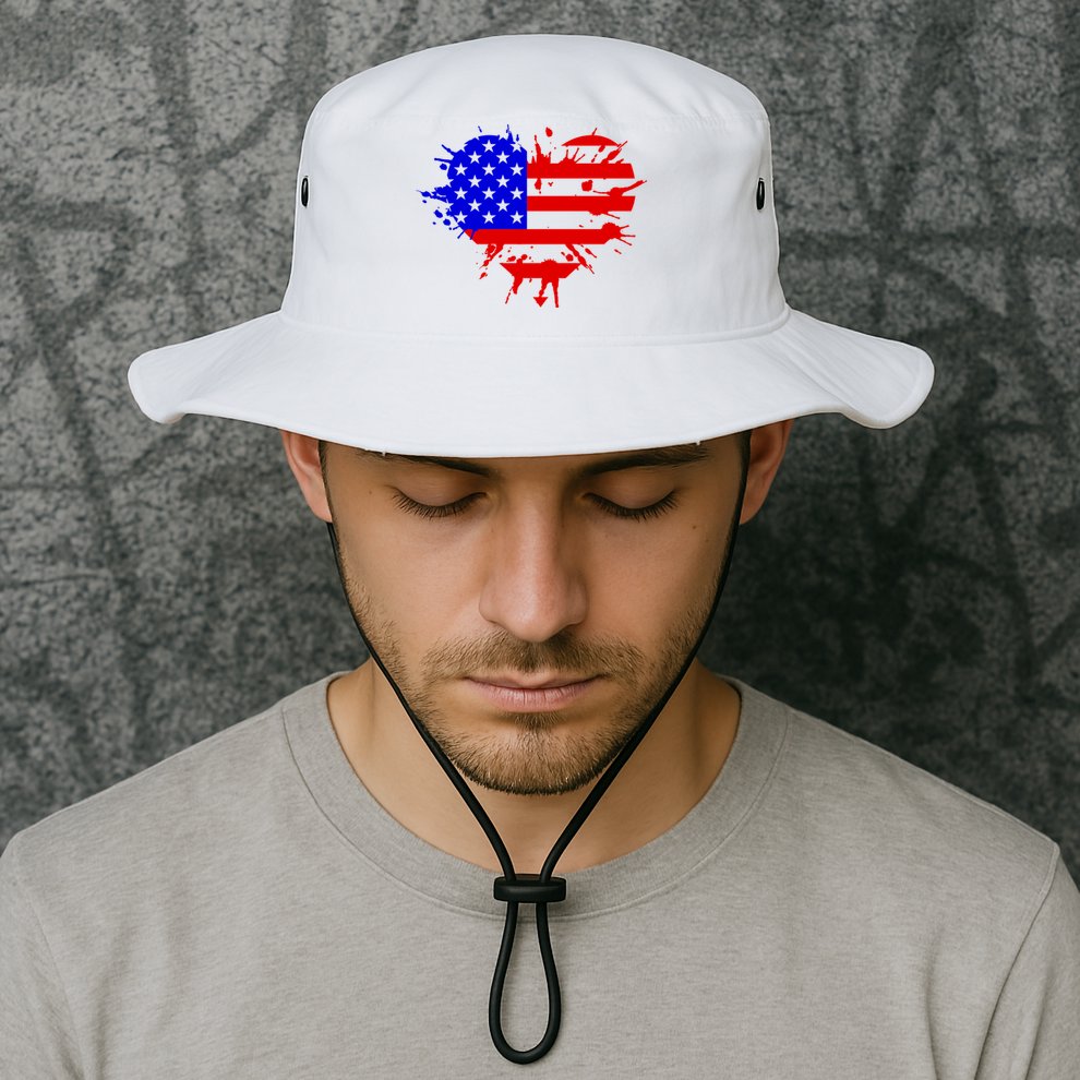 4th Of July USA Heart Bucket Hat