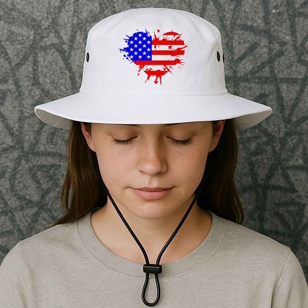 4th Of July USA Heart Bucket Hat