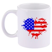 4th Of July USA Heart 11oz C Handle Ceramic Mug