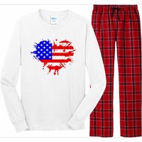 4th Of July USA Heart Long Sleeve Pajama Set