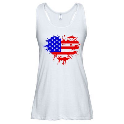 4th Of July USA Heart Ladies Essential Flowy Tank