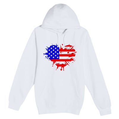 4th Of July USA Heart Premium Pullover Hoodie