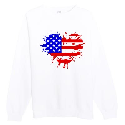 4th Of July USA Heart Premium Crewneck Sweatshirt