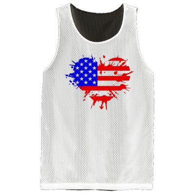 4th Of July USA Heart Mesh Reversible Basketball Jersey Tank