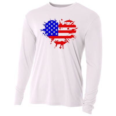 4th Of July USA Heart Cooling Performance Long Sleeve Crew