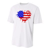 4th Of July USA Heart Performance Sprint T-Shirt