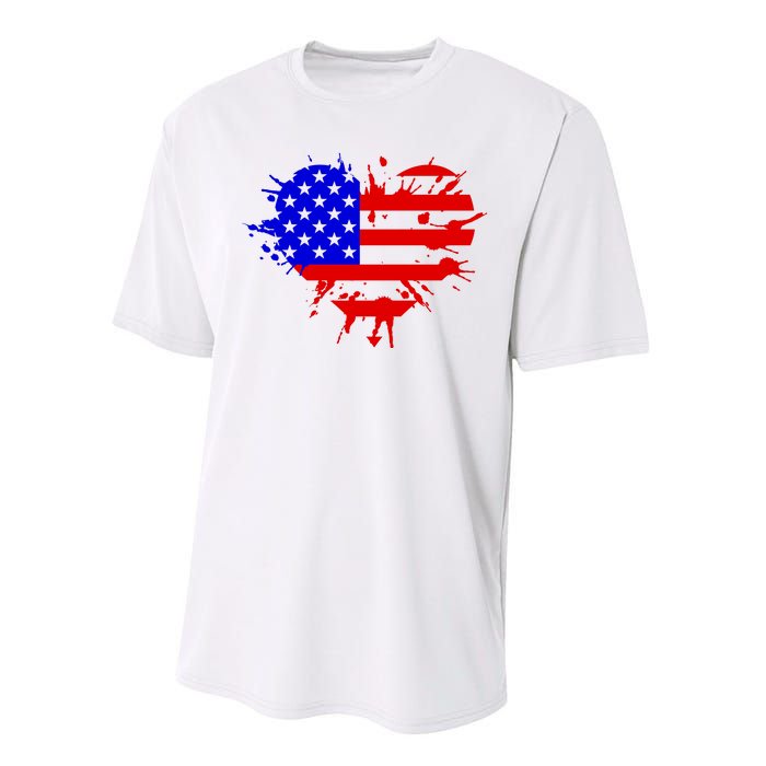 4th Of July USA Heart Performance Sprint T-Shirt