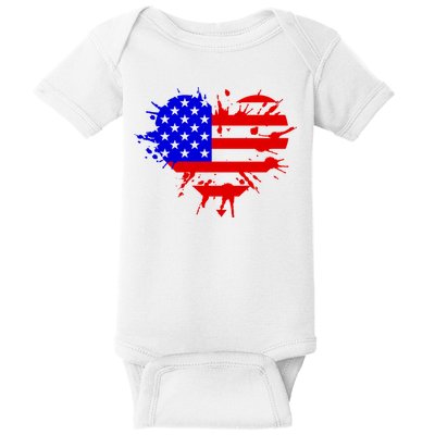 4th Of July USA Heart Baby Bodysuit