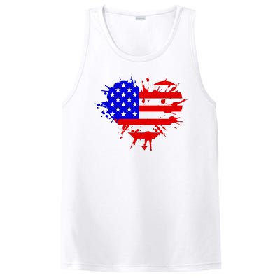 4th Of July USA Heart PosiCharge Competitor Tank