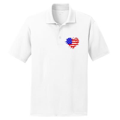 4th Of July USA Heart PosiCharge RacerMesh Polo