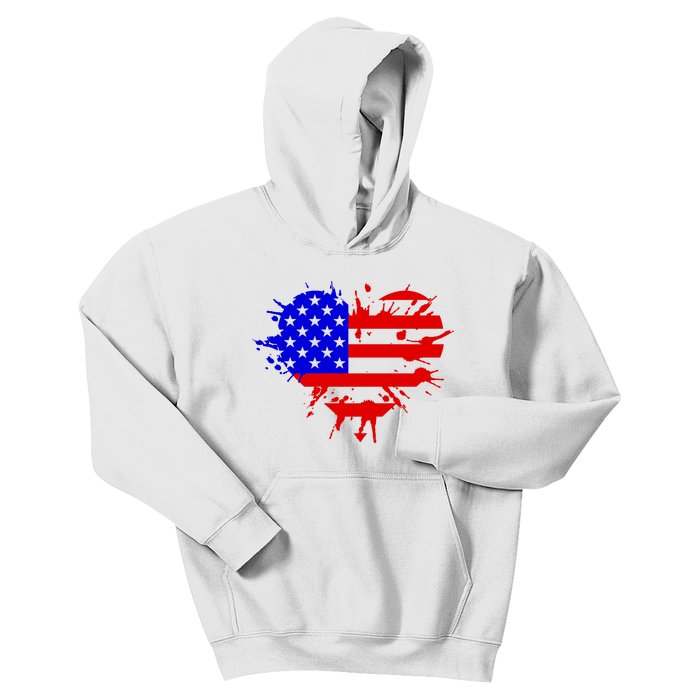 4th Of July USA Heart Kids Hoodie