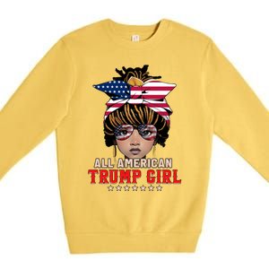 4th Of July All American Afro Trump Great Gift Premium Crewneck Sweatshirt