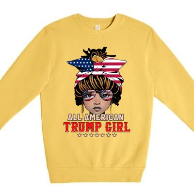 4th Of July All American Afro Trump Great Gift Premium Crewneck Sweatshirt