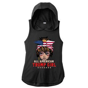 4th Of July All American Afro Trump Great Gift Ladies PosiCharge Tri-Blend Wicking Draft Hoodie Tank