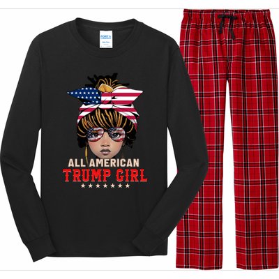 4th Of July All American Afro Trump Great Gift Long Sleeve Pajama Set