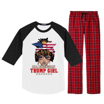 4th Of July All American Afro Trump Great Gift Raglan Sleeve Pajama Set