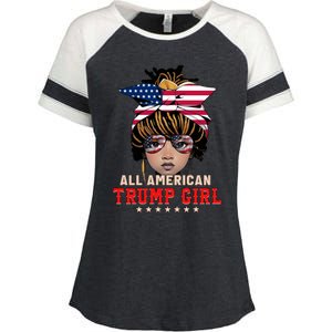 4th Of July All American Afro Trump Great Gift Enza Ladies Jersey Colorblock Tee