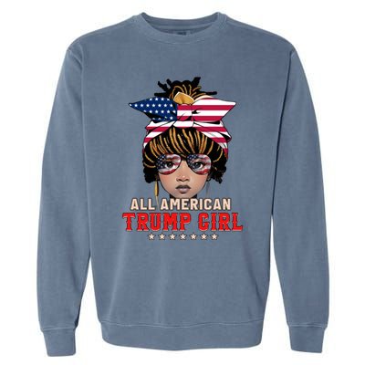 4th Of July All American Afro Trump Great Gift Garment-Dyed Sweatshirt