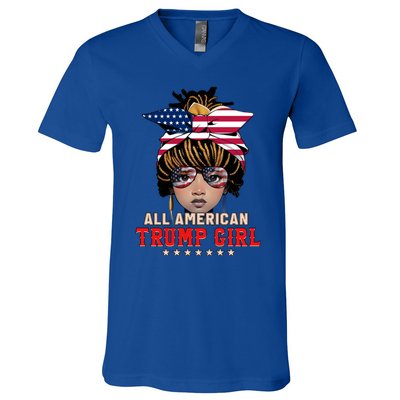 4th Of July All American Afro Trump Great Gift V-Neck T-Shirt