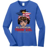 4th Of July All American Afro Trump Great Gift Ladies Long Sleeve Shirt