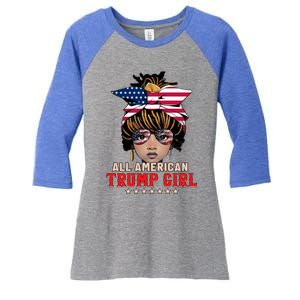 4th Of July All American Afro Trump Great Gift Women's Tri-Blend 3/4-Sleeve Raglan Shirt