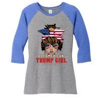 4th Of July All American Afro Trump Great Gift Women's Tri-Blend 3/4-Sleeve Raglan Shirt